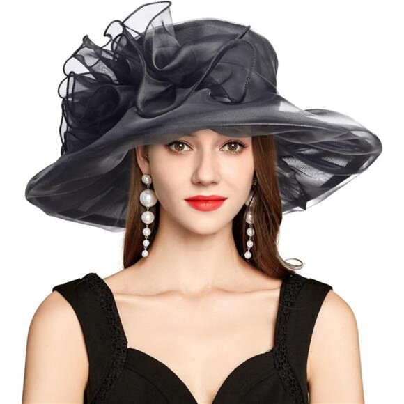 Women's Derby Hat Classy Organza Fascinator Hat UV Protection Sun Hat